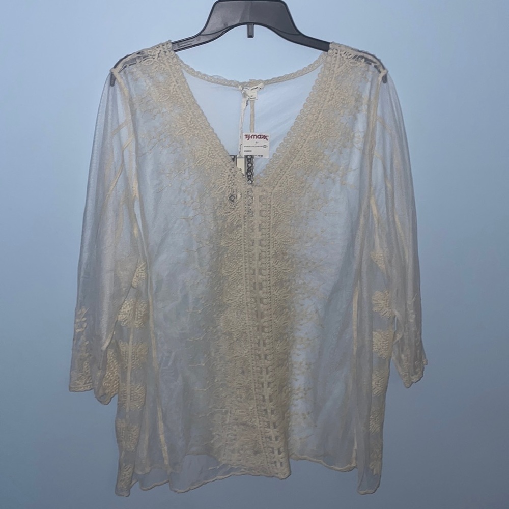Lace tunic V-Neck 3/4 sleeves 2X - NWT